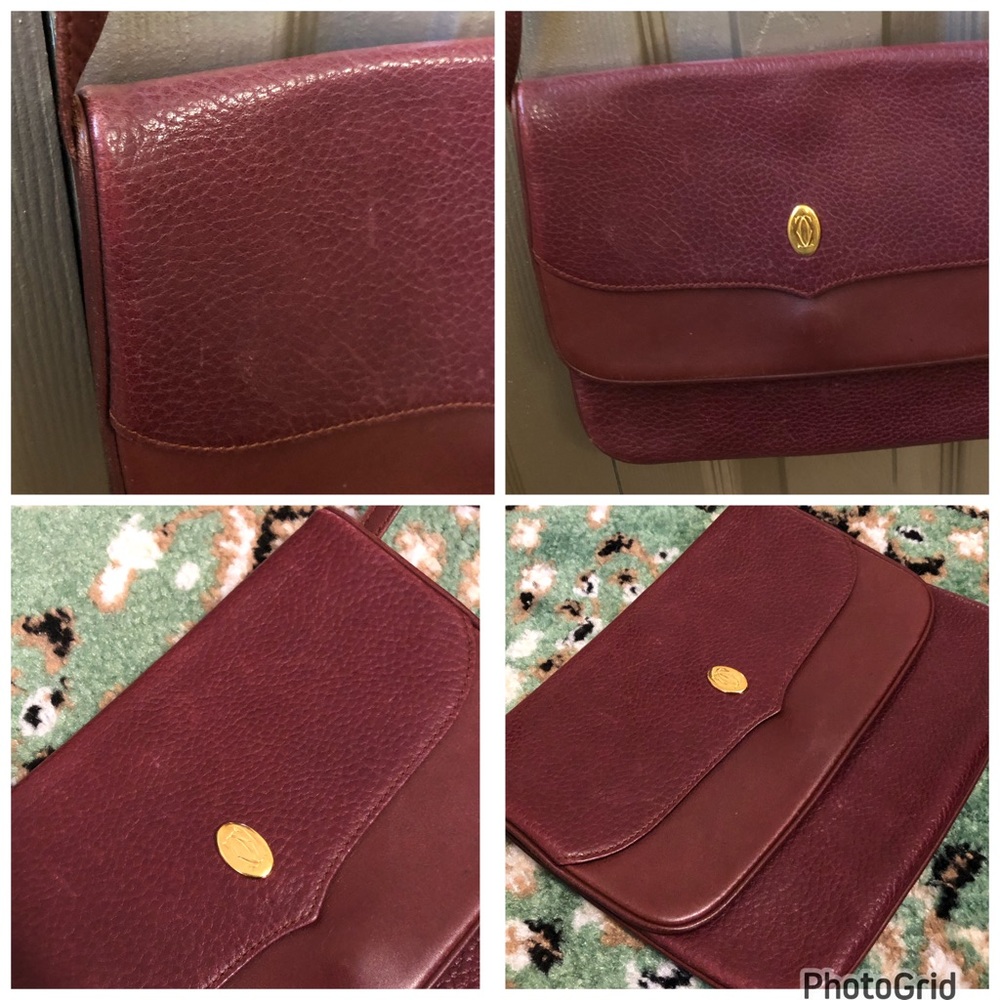 Cartier AUTHENTIC Vintage Burgundy Textured Smooth Leather Crossbody Tassel Bag - Picture 5 of 16